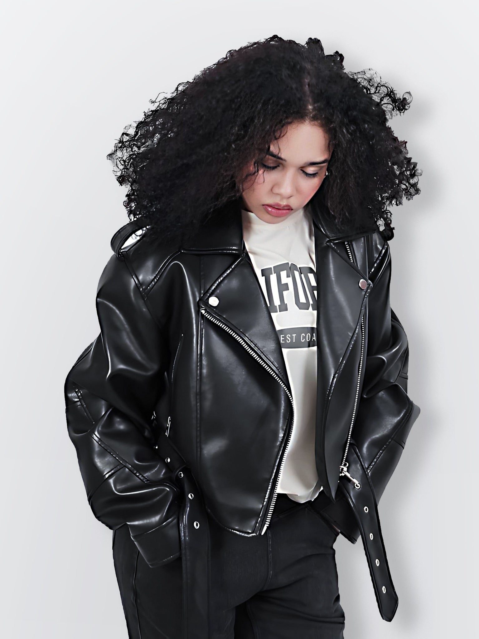 Women'S Long Sleeve PU Jacket For Autumn And Winter, Faux Leather Jacket, Mothers Day Gifts For Mom