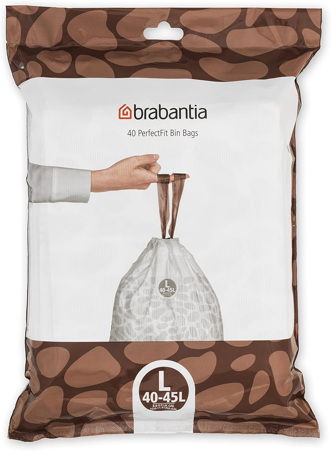 Brabantia Perfectfit Bin Liners (Size G/23-30 Litre) Thick Plastic Trash Bags with Tie Tape Drawstring Handles (40 Bags)