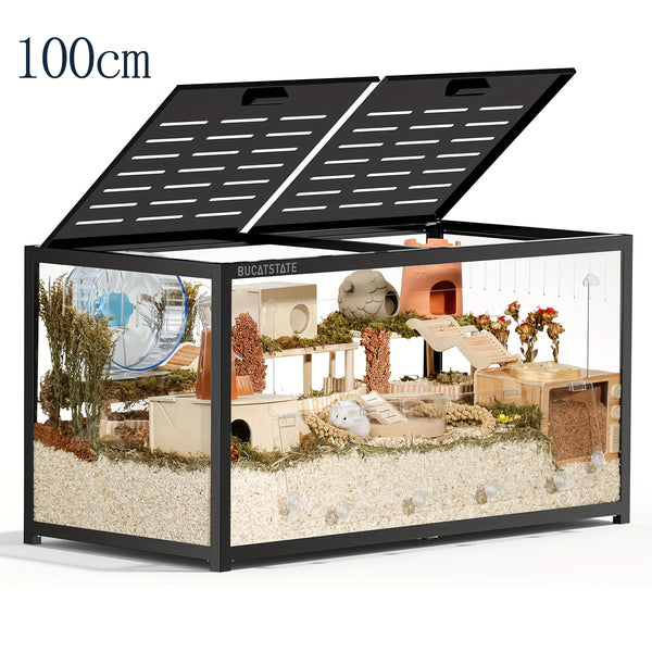 BUCATSTATE Hamster Cage 3.0: 100/120cm(Only 120cm Free 20L Paper Bedding) Spacious Stackable Metal Cage for Dwarf And Syrian Hamsters, Gerbils, And Mice Easy Top Access And Quick Assembly, Hamster Accessories