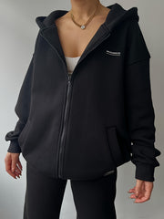 New Women'S Two-Piece Outfit Featuring a Casual Solid Color Hoodie And Sweatpants, Including a Zip-Up Hoodie And Matching Solid Color Joggers