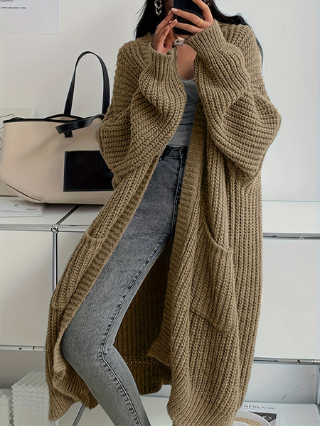 Women'S Y2K Cardigan - Long Flowy Open Front Sweater with Pockets, All-Season Layering Piece for Casual & Formal Outfits