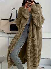 Women'S Y2K Cardigan - Long Flowy Open Front Sweater with Pockets, All-Season Layering Piece for Casual & Formal Outfits