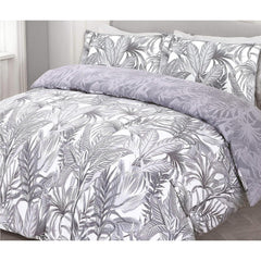 Night Comfort Breathable Duvet Cover with Pillowcases | 100% Polycotton Percale Exclusive Peyton Grey White Design | Machine Washable and Non-Allergenic Bedding Set