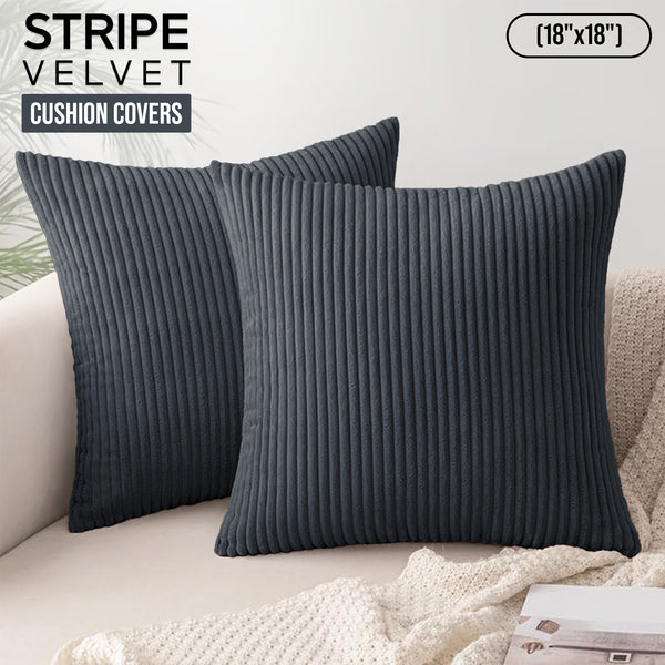 1pc Stripe Velvet Cushion Cover – Soft Luxury Cushion Case, Modern Textured Design, Machine Washable for Sofa & Bedroom Decor, Ideal Gift