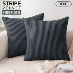1pc Stripe Velvet Cushion Cover – Soft Luxury Cushion Case, Modern Textured Design, Machine Washable for Sofa & Bedroom Decor, Ideal Gift