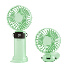 4-in-1 Foldable Mini Handheld Fan with LED Digital Display, Neck Lanyard & Aromatherapy – USB Rechargeable Portable Cooling Fan for Office, Travel, Outdoor & Daily Use – Lightweight, Quiet, 5-Speed Adjustable, Long Battery Life