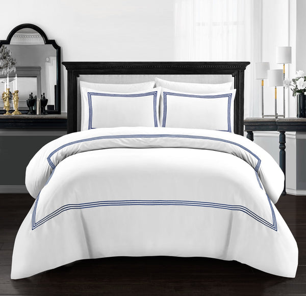 Embroided Baratta Stitch Duvet Cover Set with Matching Pillowcases - Ultra-soft Brushed Microfibre – Chic & Modern Design – Easy Care & Machine Washable