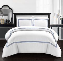 Embroided Baratta Stitch Duvet Cover Set with Matching Pillowcases - Ultra-soft Brushed Microfibre – Chic & Modern Design – Easy Care & Machine Washable