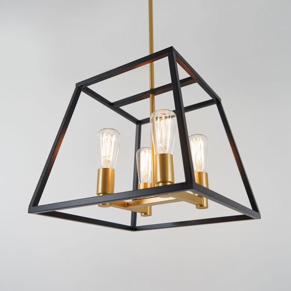 Artika Carter Square Black and Gold Chandelier Light (Without Bulbs)