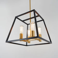 Artika Carter Square Black and Gold Chandelier Light (Without Bulbs)