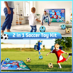 VATOS Football Ball Game Set for Kids Indoor Outdoor Soccer Train Sport Game Foldable Toys for 3 4 5 6 7 8 Years Old Boys Girls