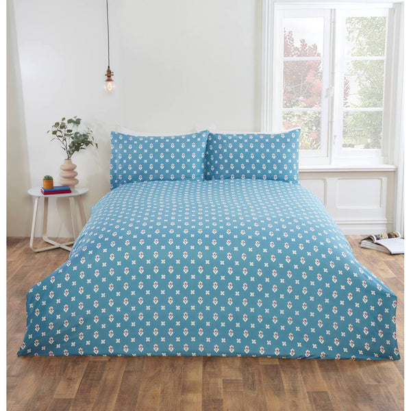 Petal Parade Floral Duvet Cover Set | Reversible Scandinavian Folk Bloom Design in Multicolour & Blue | Soft Microfibre 180 Thread Count | Includes Pillowcases – Breathable & Easy-Care Bedding – Single, Double, King Sizes | Machine Washable | Fast Dispatc
