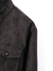 Men'S Casual Velvet Jacket with Pockets, Casual Long Sleeve Stand Collar Button-Up Coat