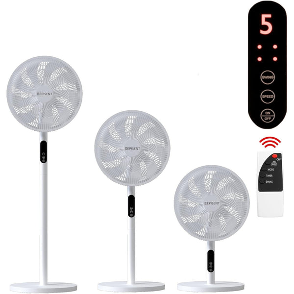 EPISENT 3-in-1 16 Inch Pedestal & Desk Fan with Remote Control – Adjustable Height 65-125cm, 3 Speed Settings, 9H Timer, Oscillating Cooling Fan for Home, Office & Bedroom