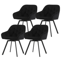 Set Of 2/Set Of 4 Swivel Dining Chairs | Upholstered with Velvet, Arms, Backrest, Metal Legs, Carbon Steel Frame, Memory Foam Filling, Grey, Contemporary Style, Rotatable, No Wheels