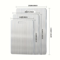 Set of 3 Stainless Steel Cutting Boards for The Kitchen, Easy to Maintain, Available in Three Sizes, Ideal for Chopping Various Vegetables