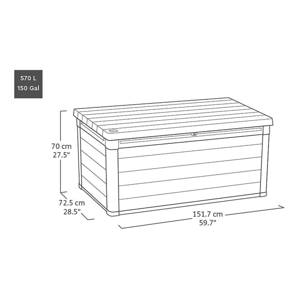 Keter Ashwood Signature 570 Litre (150 Gallon) Outdoor Storage Deck Box