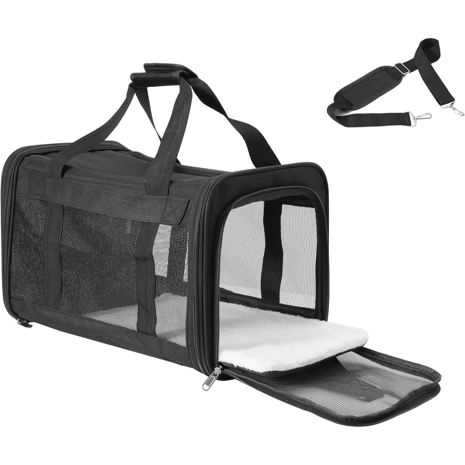 Foldable Pet Carrier Backpack with Adjustable Shoulder Strap, Dog Transport Box for Medium Small Dogs Cats, Load Capacity 3-6 kg, Travel Carrier, Black