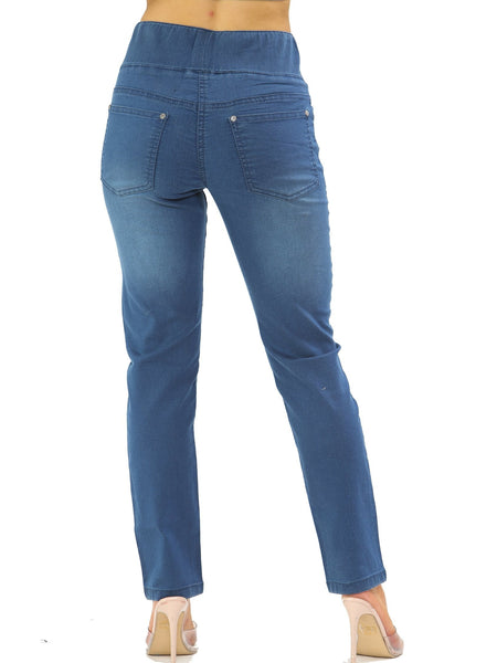MYT Womens Elasticated Waist Jeans Tummy Control Stretch Ladies Denim Jeggings Size 10-24