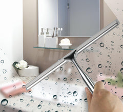 Ulinek Shower Window Squeegee, Stainless Steel Squeegee Shower Wiper Scraper Cleaner with Strong Storage Hook for Bathroom Floor Kitchen Wet Room Mirror Car Window Glass Cleaning