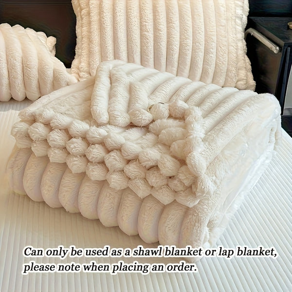 1pc Thickened Blanket Soft And Comfortable Faux Rabbit Hair Reversible Blanket Thermal Fleece Blanket Nap Blanket Air Conditioning Blanket Office Outdoor Camping Gift Blanket Perfect For All Seasons