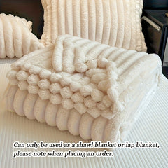 1pc Thickened Blanket Soft And Comfortable Faux Rabbit Hair Reversible Blanket Thermal Fleece Blanket Nap Blanket Air Conditioning Blanket Office Outdoor Camping Gift Blanket Perfect For All Seasons