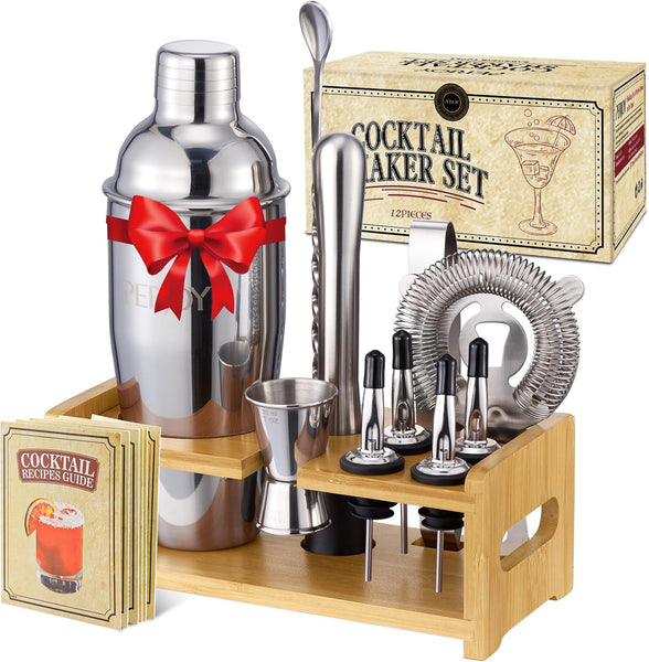 16 Piece Cocktail Shaker Set, Stainless Steel Bar Accessories for Home Pub, Boston Shaker Gift Set