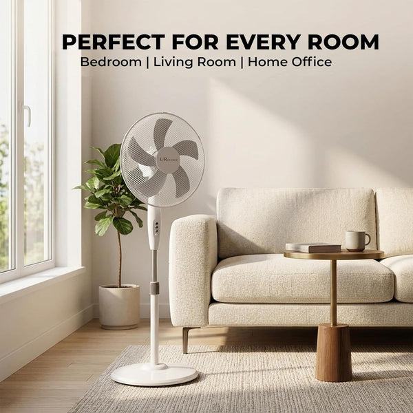 16 Inch Pedestal Fan with Oscillation, 3 Speed Settings, Adjustable Height & Tilt, Floor Standing Fan for Home & Office