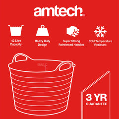 Amtech 42L Flexitub 4 Pack in 4 Colours Yellow, Red, Blue, Green (1 of Each Colour)