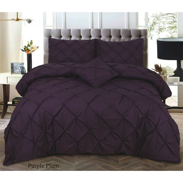 PINTUCK PLEATED ALFORD EGYPTION COTTON MIX DUVET COVER WITH PILLOW CASEA ALL SIZES SINGLE DOUBLE KING SUPER KING