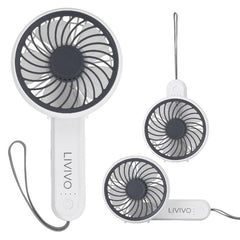 LIVIVO Handheld Mini Fan - 3 Speed Settings Rechargeable Type-C USB White