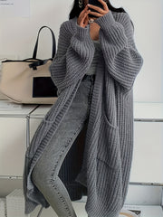 Women's Elegant Casual Solid Color Cardigan - Medium-Length Open Front Blouse with Long Sleeves, Machine Washable Swe Coat for Fall/Winter Daily Wear & for travel, Layering Piece under Jackets or Dresses