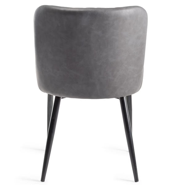 Finch Grey Faux Leather Diamond Stitch Dining Chair, 2 Pack