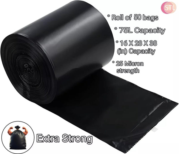 EXTRA STRONG HEAVY DUTY BLACK BIN LINERS RUBBISH BAGS WASTE REFUSE GARBAGE SACKS