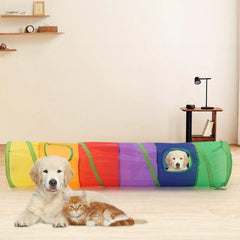 Cat Tunnel Collapsible Cat Toys Tunnel with 2 Peek Holes Rainbow Tunnel for Indoor Cats Pet Interactive Play Tunnels with a Play Ball Exercising Hiding Training and Running with Fun