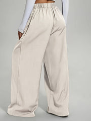 Elegant Set of Two Solid Color Casual Wide-Leg Pants