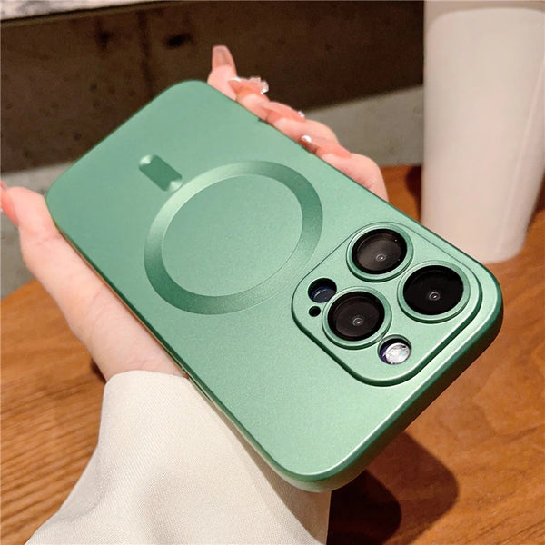 Luxury For Wireless Charging Case For IPhone 16 15 11 13 12 14 Pro Max Plus Magnetic Phone Cases Lens Protector Matte Cover