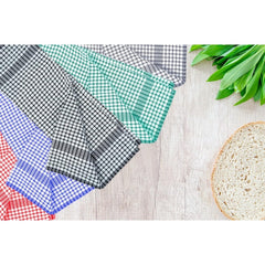 Checked Tea Towels Dish Cloths Pack of 5 Cotton Towels Quick Dry Large Size 50x75cm