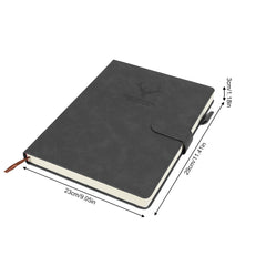 A4 Notebook with Magnetic Snap Closure, 400 Page Thick Lined Notepad in Soft Leather, Durable Business & Office Diary for Work Meetings, Professional Record Book