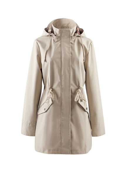 Drawstring Waist Hooded Zip Up Coat, Casual Long Sleeve Coat for Fall & Winter, Women's Clothing