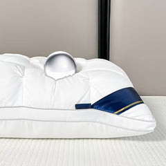 1/ 2pcs Queen Size Luxury Bed Pillows - Hypoallergenic Polyester Cover, Machine Washable All-Season Pillows for Deep Sleep, Contemporary White Design with Blue Accents - Perfect for Home, Gifts & Family Use, Elegant Bedding, Home Comfort