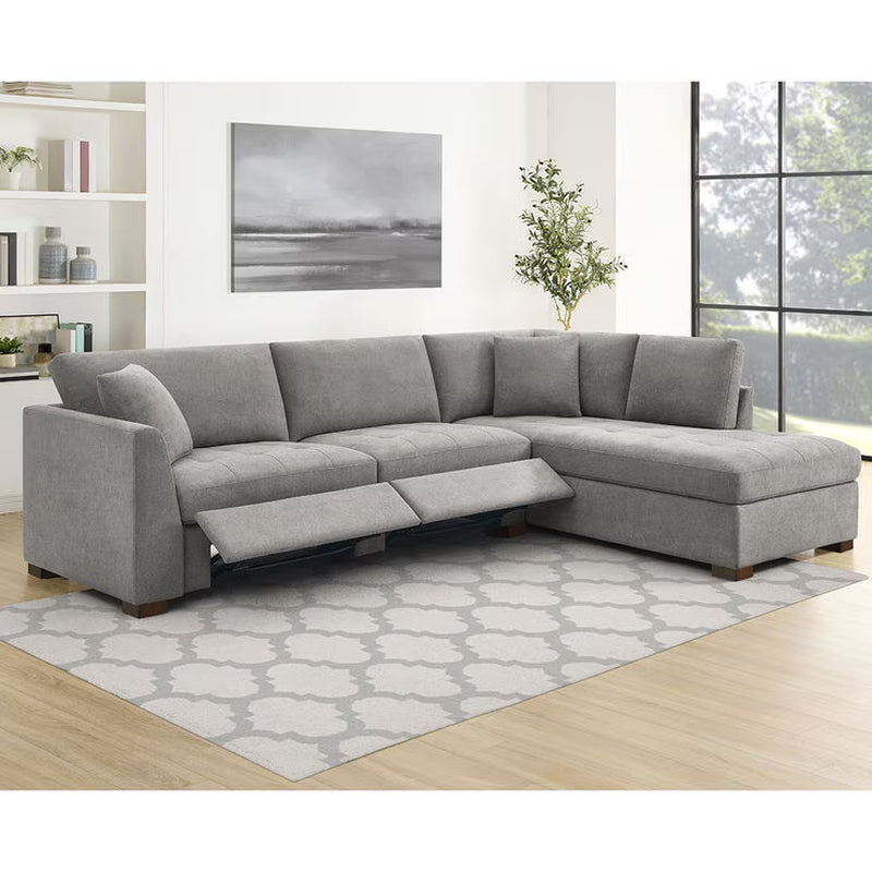 Thomasville Miles Grey Fabric Corner Sofa with Power Footrests, Right Hand Facing