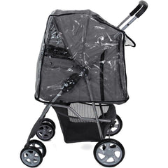Foldable Pet Stroller With Rain Cover, Portable Foldable Outdoor Walking Cart with Large Space, Hand-Pull Design, Durable Oxford Fabric, Ergonomic Handle & Ventilation Mesh, Lightweight & Sturdy Frame For Small To Medium Dogs - Outdoor Pet Carrier, Modern
