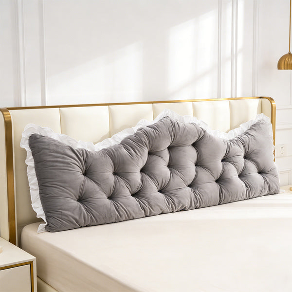 Large Ultra-Soft Comfortable Plush Backrest Pillow, Princess Style Reading Cushion, Neck and Back Support, Luxurious Fashionable Home Style Multifunctional Lace Ruffled Headboard Cushions, Suitable for Bedroom, Living Room, Dorm, Sofa Home Decor, Machine