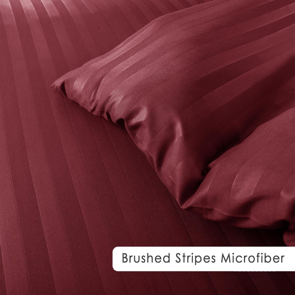 Premium Hotel Quality Satin Stripe Duvet Cover Set Double with Pillowcases | Reversible Soft Quilt Bedding | Easy Care Breathable Luxury Quilt Cover