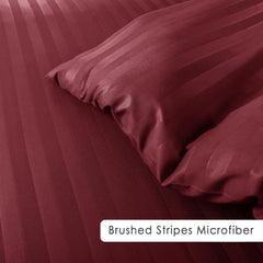 Premium Hotel Quality Satin Stripe Duvet Cover Set Double with Pillowcases | Reversible Soft Quilt Bedding | Easy Care Breathable Luxury Quilt Cover