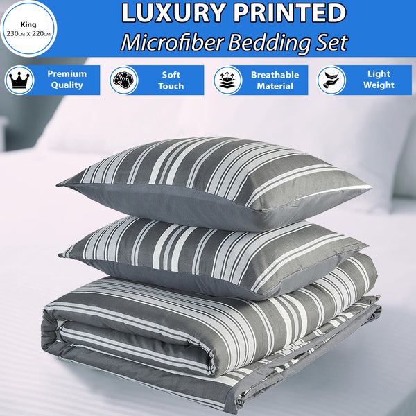 Microfiber Printed Bedding Set | Ultra Soft Duvet Quilt Cover Lightweight & Breathable Fabric | Elegant Patterned Design for Modern Bedrooms | Available in King Size | Machine Washable, Quick Dry & Long Lasting Comfort | LOCAL WAREHOUSE Dispatch | Trusted