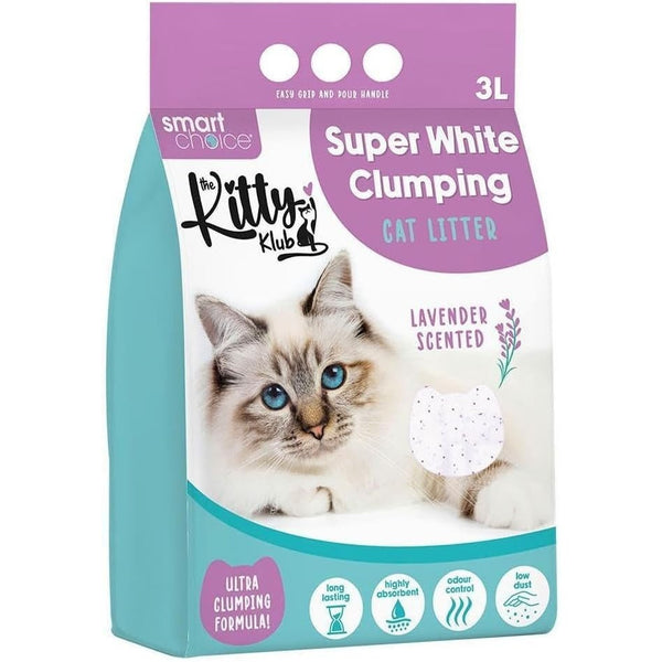 Scented Cat Litter White Clumping 3L Lavender Strong Odor Control Fast Absorbing Low Dust Easy Scoop Cat Tray Litter.