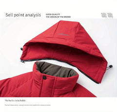 2024 Winter New Arrival Men's Outdoor Casual Padded Storm Jacket with Detachable Hood, Thickened Warm Fashionable Men's Outerwear