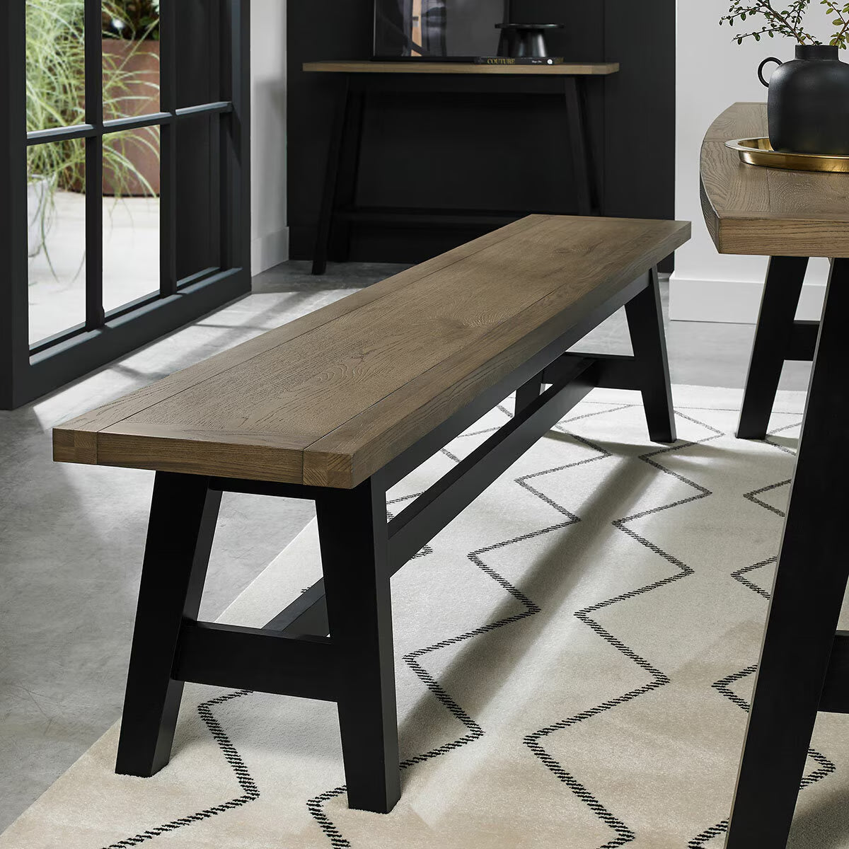 Bentley Designs Camden Weathered Oak & Peppercorn Large Bench, 220Cm